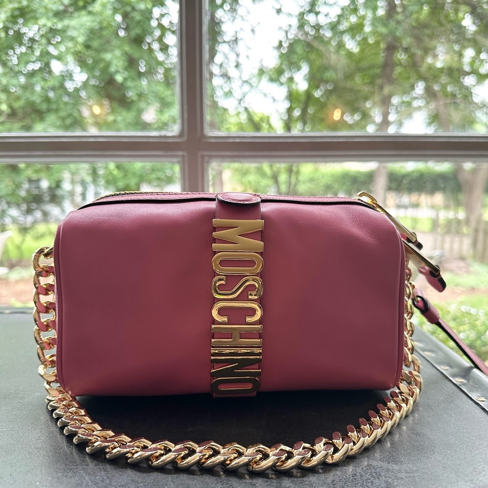 Moschino purse, pink, long strap